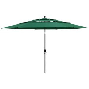 3-Tier Garden Parasol with Aluminium Pole Green 3.5 m