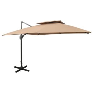 Cantilever Garden Parasol with Double Top 300x300 cm Taupe