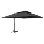 Cantilever Garden Parasol with Double Top Black 400x300 cm