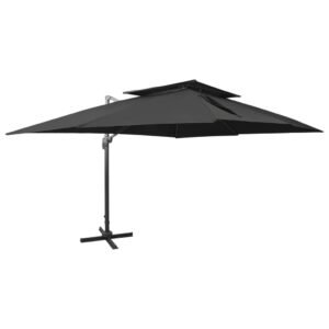 Cantilever Garden Parasol with Double Top Black 400x300 cm