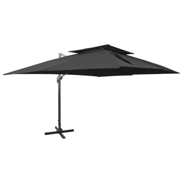 Cantilever Garden Parasol with Double Top Black 400x300 cm
