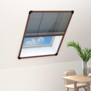Plisse Insect Screen for Windows Aluminium Brown 80x120 cm