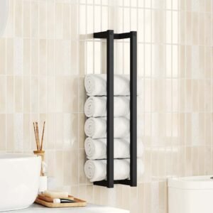 Towel Rack Black 12.5x12.5x60 cm Iron
