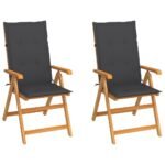 Garden Chairs 2 pcs with Anthracite Cushions Solid Teak Wood