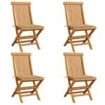 Garden Chairs with Beige Cushions 4 pcs Solid Teak Wood