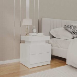 Bedside Cabinet High Gloss White 45x35x52 cm Engineered Wood