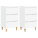 Bed Cabinets with Solid Wood Legs 2 pcs White 40x35x69 cm