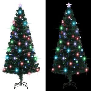 Pre-lit Christmas Tree with Stand 150 cm Fibre Optic