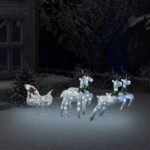 Reindeer & Sleigh Christmas Decoration 100 LEDs Outdoor Silver