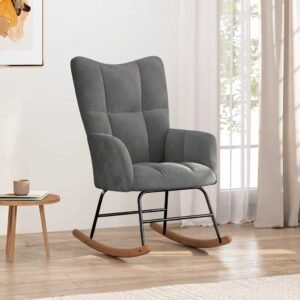 Rocking Chair Dark Grey Velvet