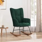 Rocking Chair Dark Green Velvet