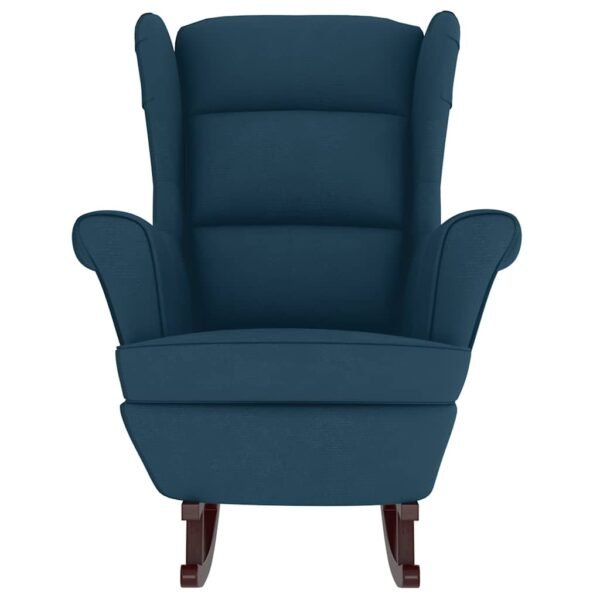 Rocking Chair Wingback Blue Velvet and Solid Wood
