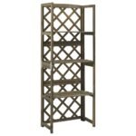 Trellis with Shelves Grey 55x30x140 cm Solid Fir Wood