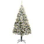 Artificial Pre-lit Christmas Tree with Flocked Snow Green 400 cm PVC