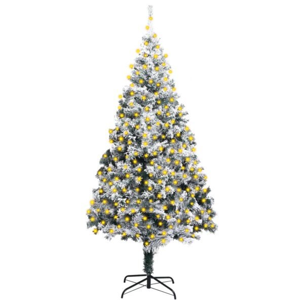 Artificial Pre-lit Christmas Tree with Flocked Snow Green 400 cm PVC