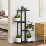 4-Floor Flower Stand 43x22x76 cm Black Metal