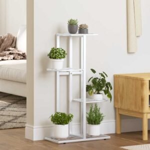 4-Floor Flower Stand 43x22x76 cm White Metal