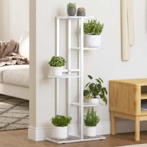 5-Floor Flower Stand 43x22x98 cm White Metal