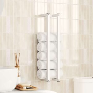 Towel Rack White 12.5x12.5x60 cm Steel