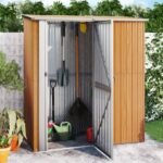 Garden Shed 180.5x97x209.5 cm Galvanised Steel Wooden Look