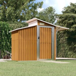Garden Shed Brown 270x130x208.5 cm Galvanised Steel