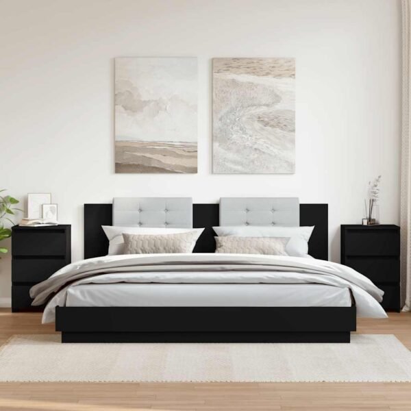 Bed Cabinets 2 pcs Black 40x35x62.5 cm Engineered Wood