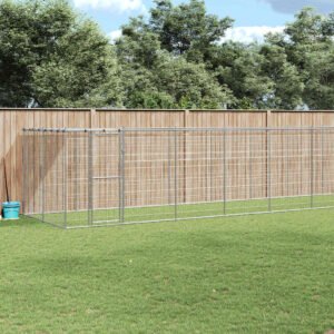Outdoor Dog Kennel Galvanised Steel with Roof 21.78 m²