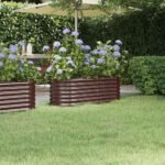 Garden Raised Bed Galvanised Steel 114x40x36 cm Brown