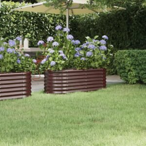 Garden Raised Bed Galvanised Steel 114x40x36 cm Brown