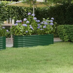 Garden Raised Bed Galvanised Steel 152x40x36 cm Green