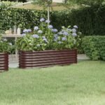 Garden Raised Bed Galvanised Steel 152x40x36 cm Brown