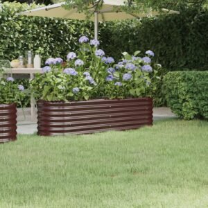Garden Raised Bed Galvanised Steel 152x40x36 cm Brown