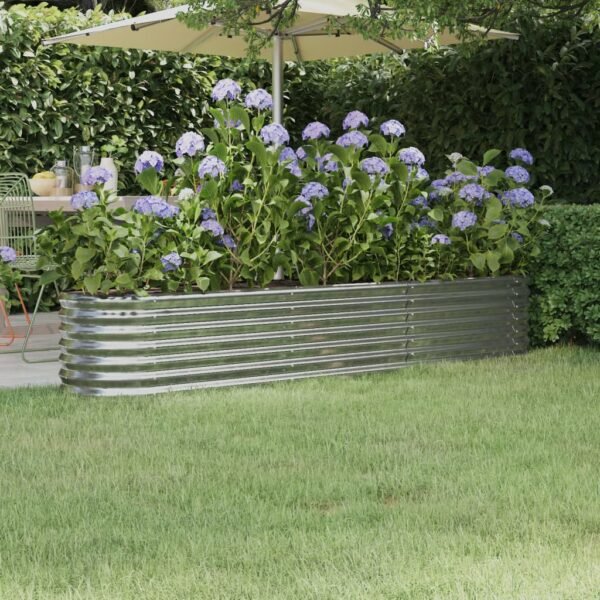 Garden Raised Bed Galvanised Steel 224x40x36 cm Silver