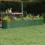 Garden Raised Bed Galvanised Steel 260x40x36 cm Green