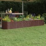 Garden Raised Bed Galvanised Steel 260x40x36 cm Brown