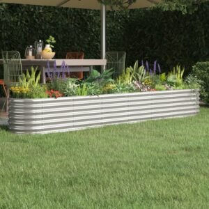 Garden Raised Bed Galvanised Steel 260x40x36 cm Silver
