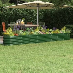 Garden Raised Bed Galvanised Steel 332x40x36 cm Green