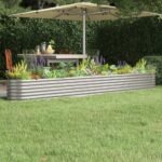 Garden Raised Bed Galvanised Steel 332x40x36 cm Silver