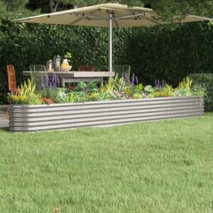 Garden Raised Bed Galvanised Steel 332x40x36 cm Silver