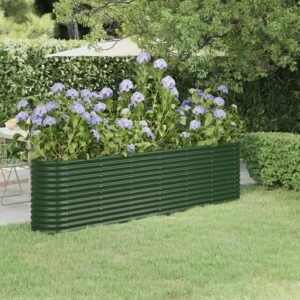 Garden Raised Bed Galvanised Steel 260x40x68 cm Green