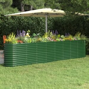 Garden Raised Bed Galvanised Steel 332x40x68 cm Green