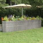 Garden Raised Bed Galvanised Steel 332x40x68 cm Silver