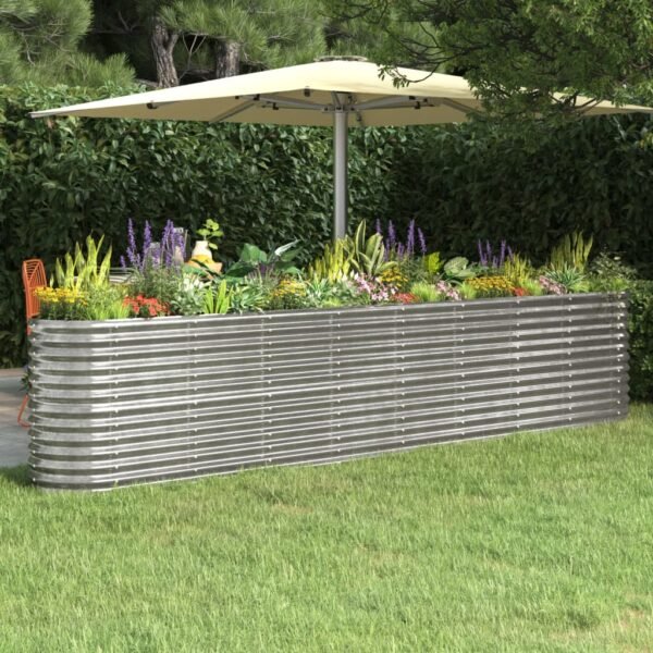 Garden Raised Bed Galvanised Steel 332x40x68 cm Silver
