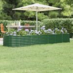Garden Raised Bed Galvanised Steel 296x80x36 cm Green