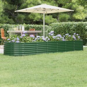 Garden Raised Bed Galvanised Steel 296x80x36 cm Green