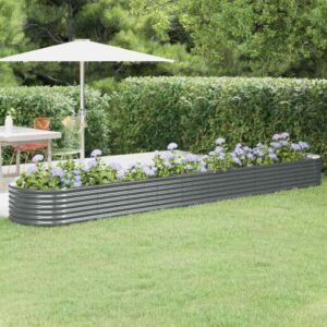 Garden Raised Bed Galvanised Steel 440x80x36 cm Anthracite