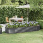 Garden Raised Bed Galvanised Steel 249x100x36 cm Anthracite