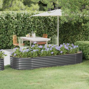 Garden Raised Bed Galvanised Steel 249x100x36 cm Anthracite