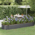 Garden Raised Bed Galvanised Steel 322x100x36 cm Anthracite