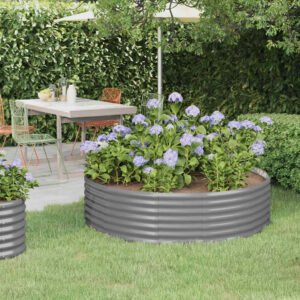 Garden Raised Bed Galvanised Steel 140x140x36 cm Grey